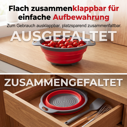 🥬💧 Zusammenklappbares Küchensieb | Platzsparender Abtropfkorb für Obst & Gemüse ✨