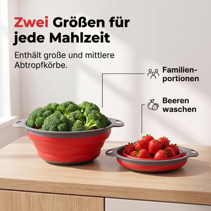 🥬💧 Zusammenklappbares Küchensieb | Platzsparender Abtropfkorb für Obst & Gemüse ✨