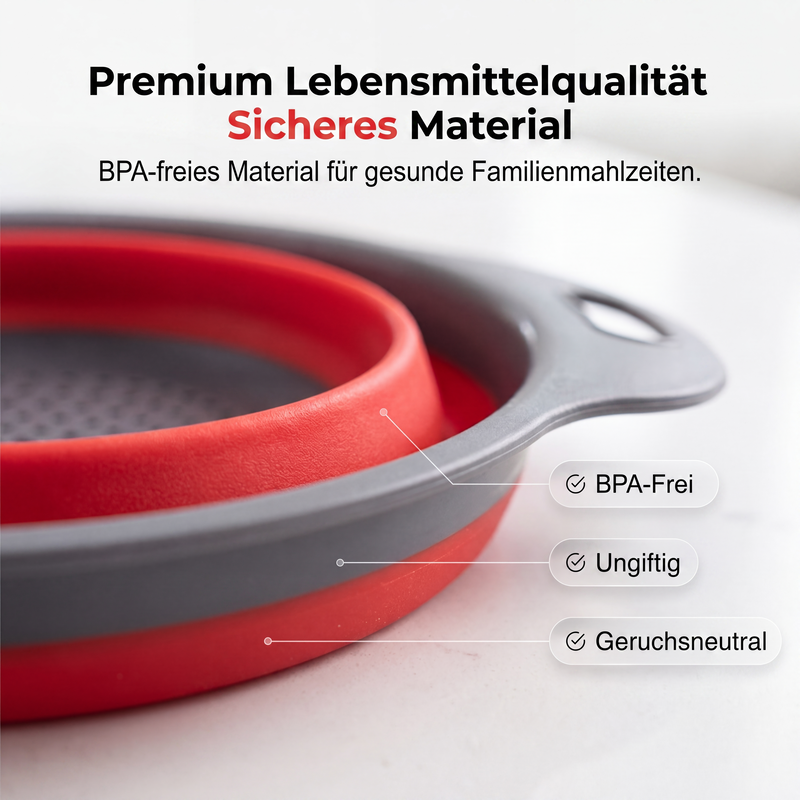 🥬💧 Zusammenklappbares Küchensieb | Platzsparender Abtropfkorb für Obst & Gemüse ✨