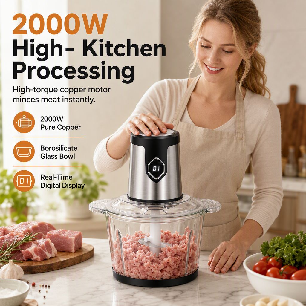 ⚡Multifunktionaler elektrischer Fleischwolf und Küchenmaschine für den Haushalt 🥩 Mit Glas‑ oder Edelstahlschüssel, perfekt für Fleischgerichte und selbstgemachte Babynahrung