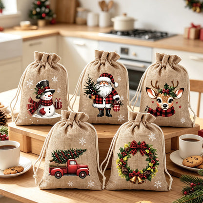 🎁🎄HEISSER VERKAUF! Weihnachtliche Geschenktüten mit Kordelzug 🧦🎅