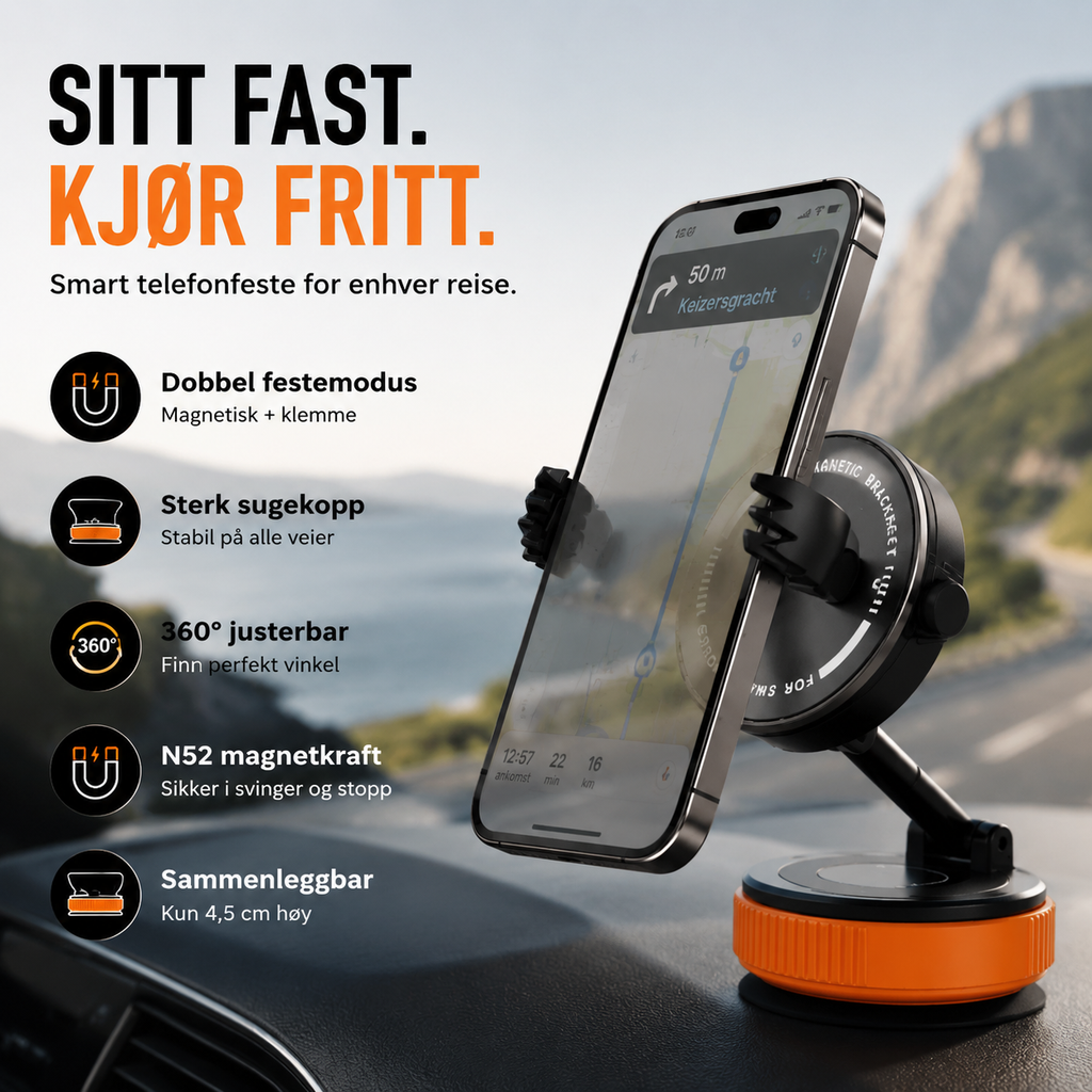 🧲 Auto-Handyhalterung mit Magneten – 360°-Winkel, Vakuum-Saugnapf, Klemmen. Geeignet für 4,7"+ – stabil und tragbar! 🚗✨