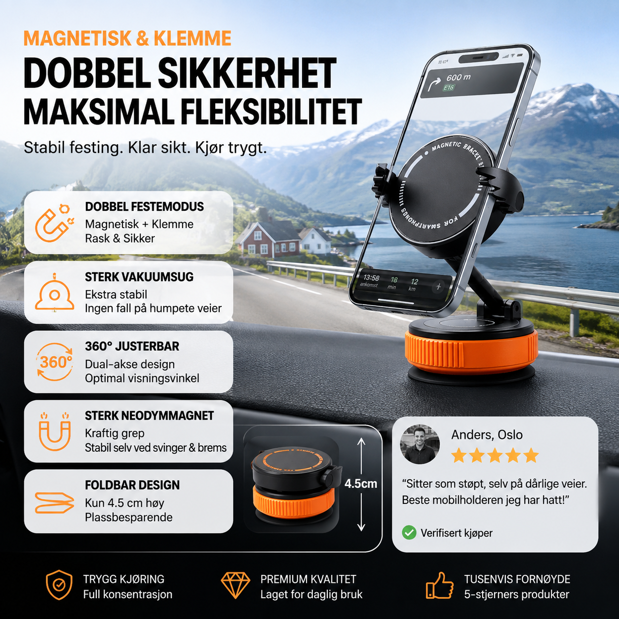🧲 Auto-Handyhalterung mit Magneten – 360°-Winkel, Vakuum-Saugnapf, Klemmen. Geeignet für 4,7"+ – stabil und tragbar! 🚗✨