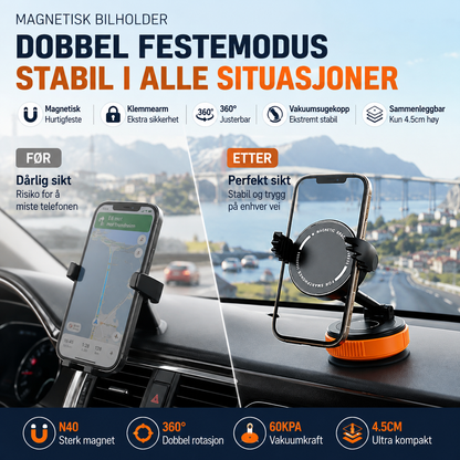 🧲 Auto-Handyhalterung mit Magneten – 360°-Winkel, Vakuum-Saugnapf, Klemmen. Geeignet für 4,7"+ – stabil und tragbar! 🚗✨