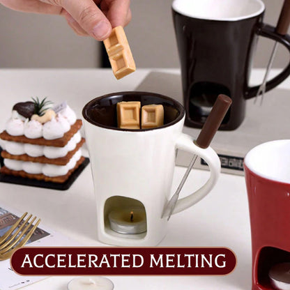 🥳2026 HEISSER DEAL🥳💞50K+ VERKAUFT! 🍫🕯️ 50% RABATT! Keramik Schoko-Fonduetasse – Teelicht-Warmhaltung, inkl. Fonduegabel. Perfekt für Dates & Weihnachten! 🎄💚