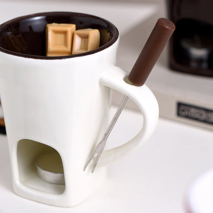 🥳2026 HEISSER DEAL🥳💞50K+ VERKAUFT! 🍫🕯️ 50% RABATT! Keramik Schoko-Fonduetasse – Teelicht-Warmhaltung, inkl. Fonduegabel. Perfekt für Dates & Weihnachten! 🎄💚