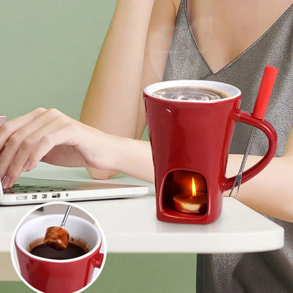 🥳2026 HEISSER DEAL🥳💞50K+ VERKAUFT! 🍫🕯️ 50% RABATT! Keramik Schoko-Fonduetasse – Teelicht-Warmhaltung, inkl. Fonduegabel. Perfekt für Dates & Weihnachten! 🎄💚
