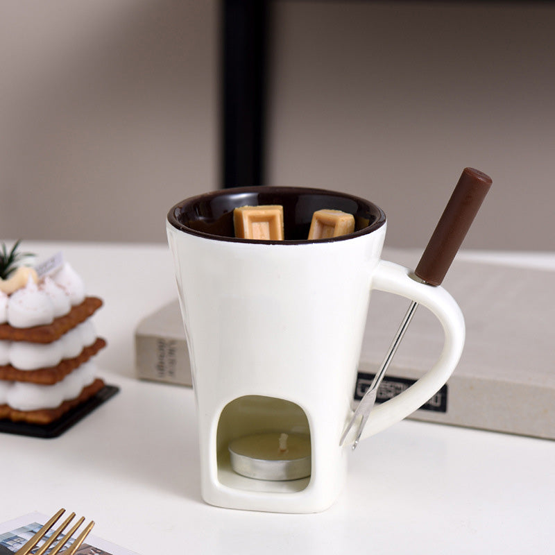 🥳2026 HEISSER DEAL🥳💞50K+ VERKAUFT! 🍫🕯️ 50% RABATT! Keramik Schoko-Fonduetasse – Teelicht-Warmhaltung, inkl. Fonduegabel. Perfekt für Dates & Weihnachten! 🎄💚