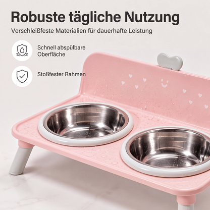 🐾 Höhenverstellbarer Doppelnapf für Hunde & Katzen – Abnehmbare Futternäpfe mit stabilem Napfständer