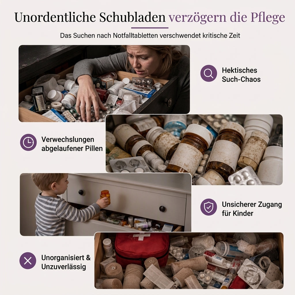Große Medikamentenaufbewahrungsbox aus Kunststoff mit mehrlagigen, unterteilten Fächern, tragbare Organizer-Box für die Notfall-Erste Hilfe im Haushalt