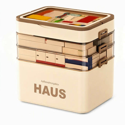 Große Medikamentenaufbewahrungsbox aus Kunststoff mit mehrlagigen, unterteilten Fächern, tragbare Organizer-Box für die Notfall-Erste Hilfe im Haushalt