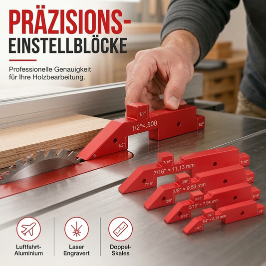 📐 50% RABATT! 🪵 Einstellblöcke für Holzarbeiten – Aluminium, präzise & schnelle Kalibrierung ✨