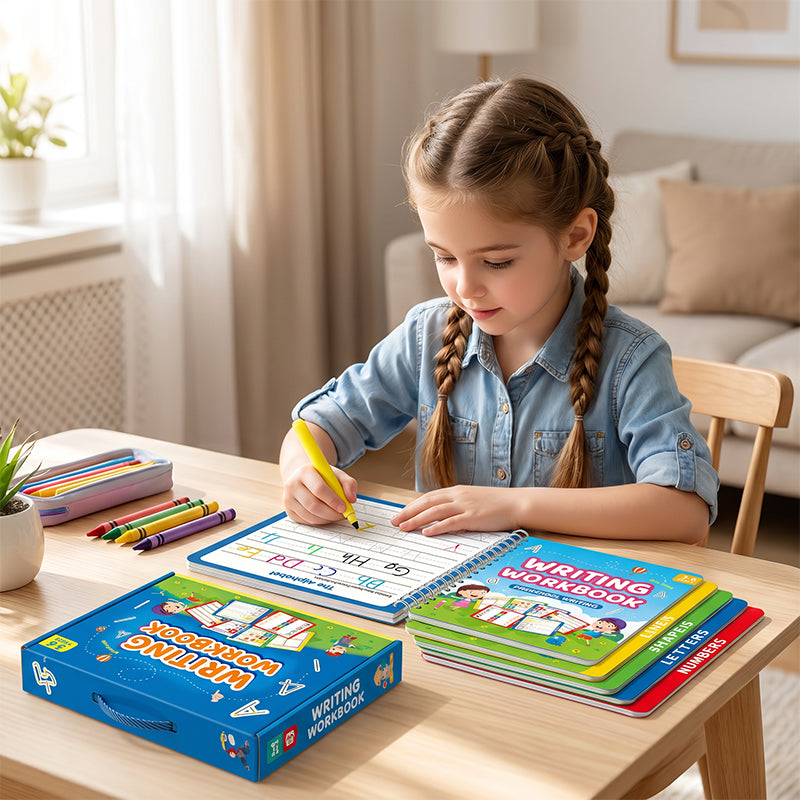 ✏️📘 Wiederverwendbares Graphomotorik-Heft – 50% RABATT! Linien, Formen, Buchstaben & Zahlen, 6 radierbare Stifte – ideal für 3-6 Jahre. 💪