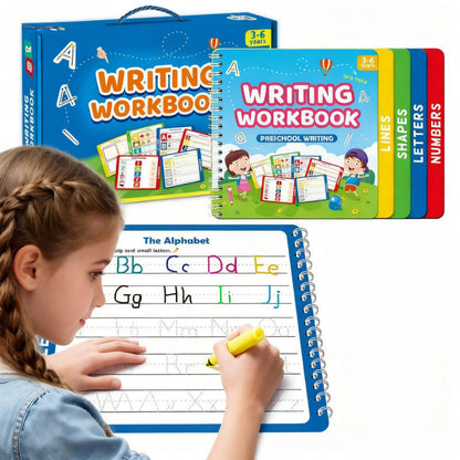 ✏️📘 Wiederverwendbares Graphomotorik-Heft – 50% RABATT! Linien, Formen, Buchstaben & Zahlen, 6 radierbare Stifte – ideal für 3-6 Jahre. 💪
