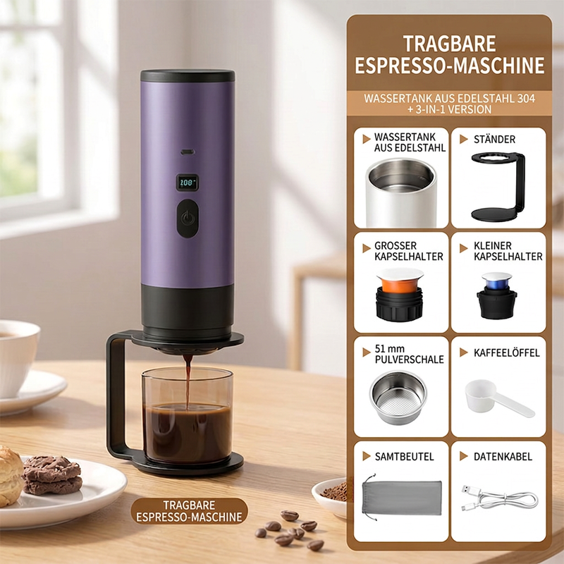 📢📢50% RABATT !!⏰Tragbare Espressomaschine für Reisen
