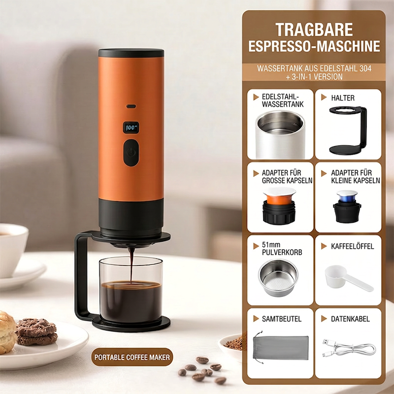 📢📢50% RABATT !!⏰Tragbare Espressomaschine für Reisen