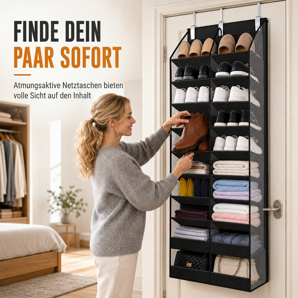 🚪🗂️ Über der Tür hängender Vlies-Organizer mit 20 Netztaschen ✨ Große Kapazität für Ihre Haushaltsaufbewahrung