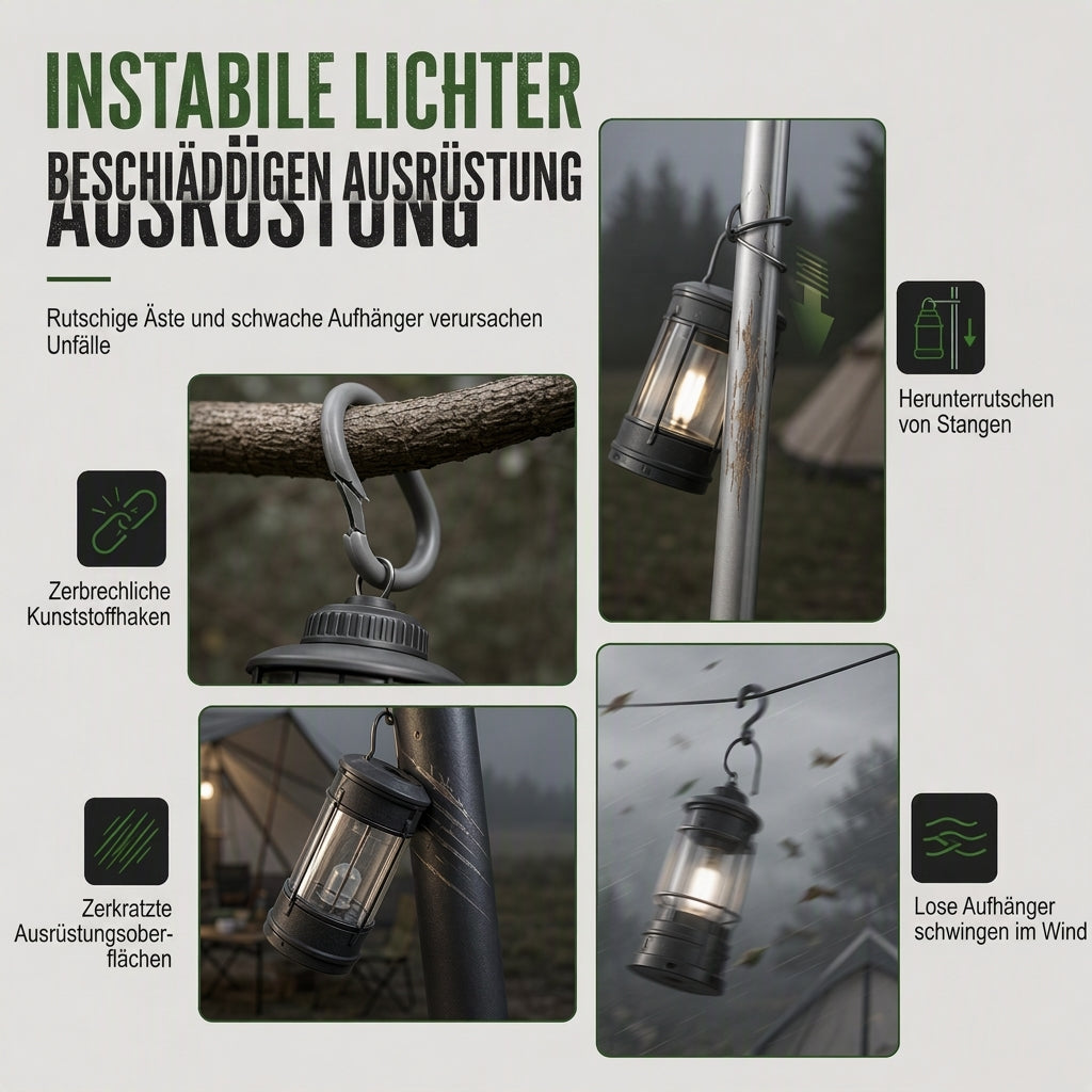 ⛺ S-förmiger Metallhaken für Lampen | Ideal für Outdoor & Camping