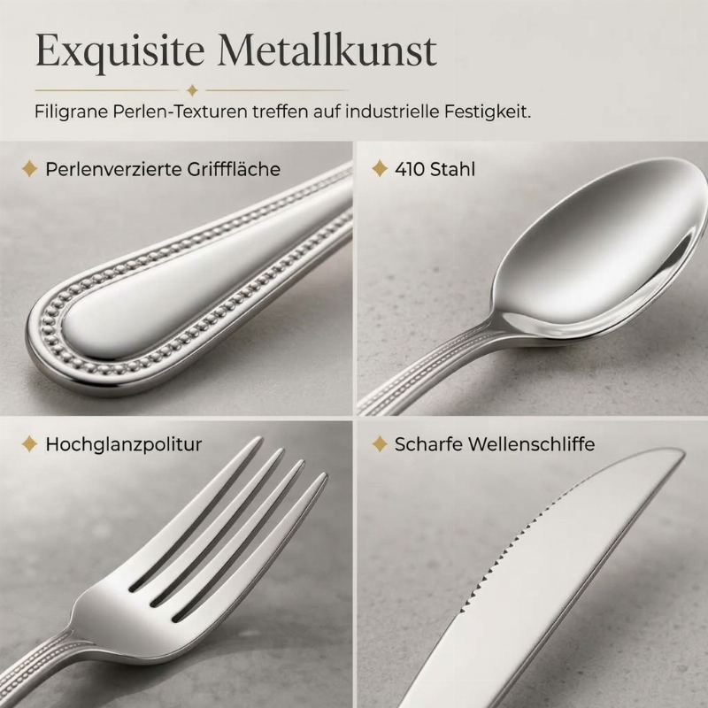 🔥 4-teiliges Edelstahl Besteckset 🍴 | Robustes Essbesteck für den täglichen Gebrauch