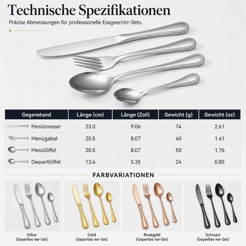 🔥 4-teiliges Edelstahl Besteckset 🍴 | Robustes Essbesteck für den täglichen Gebrauch
