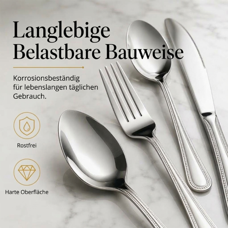 🔥 4-teiliges Edelstahl Besteckset 🍴 | Robustes Essbesteck für den täglichen Gebrauch