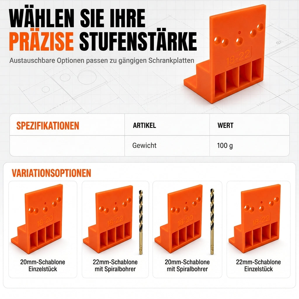 📢📢Kaufe 1, erhalte 1 gratis！！⏰Montagepositionierer für Seitenfüllplatten von Kleiderschränken und stufenförmige Positionierplatte für präzise Lochausrichtung