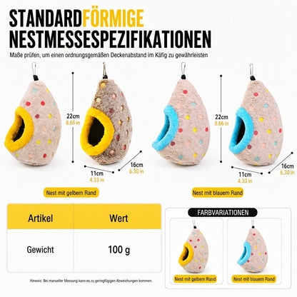 🥚 ZEITLICH BEGRENZT 50% RABATT! ⚡ Hängendes Vogelnest-Hängematte aus Baumwolle – Doppellagiges, warmes Höhlenbett aus Fleece für kleine Vögel ✨