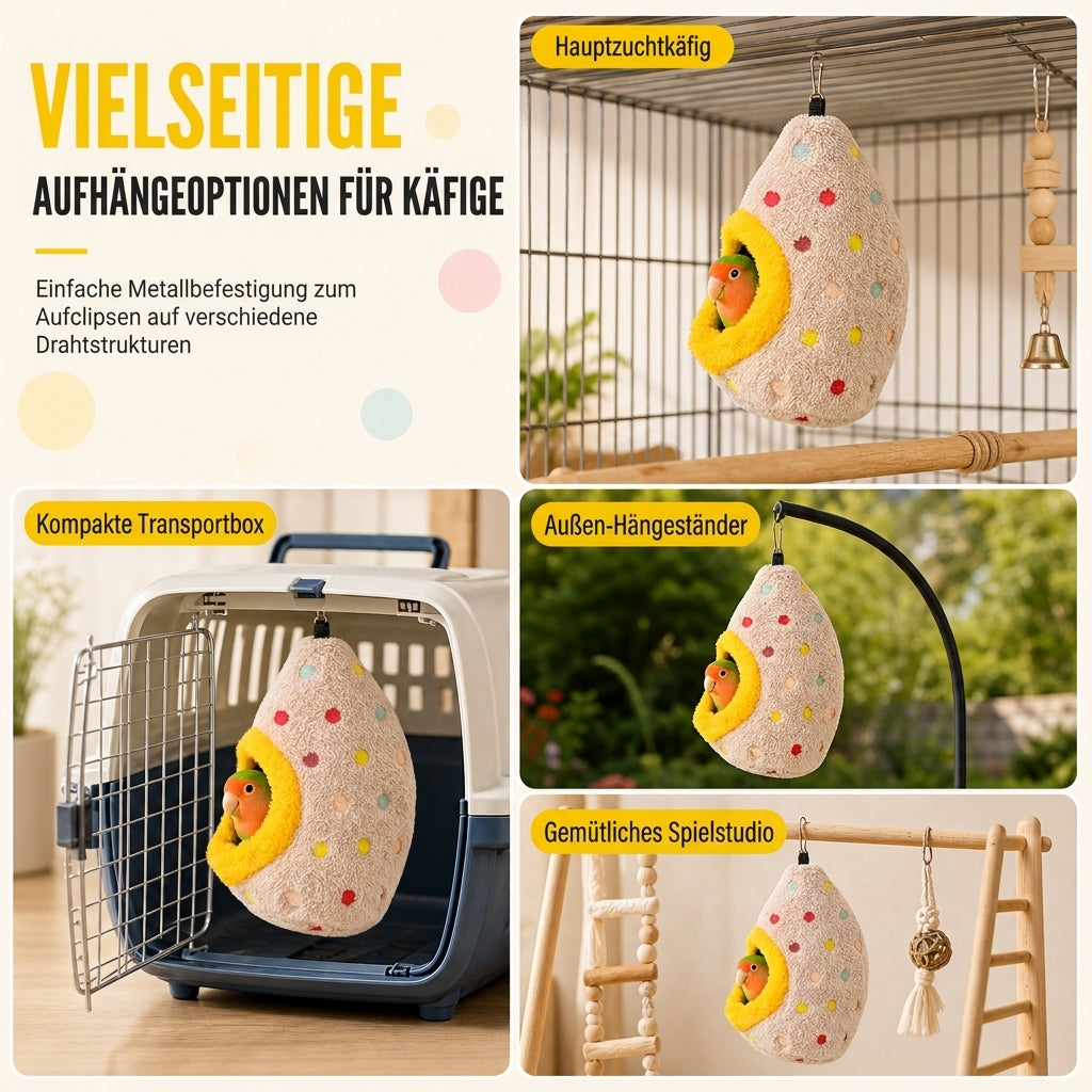 🥚 ZEITLICH BEGRENZT 50% RABATT! ⚡ Hängendes Vogelnest-Hängematte aus Baumwolle – Doppellagiges, warmes Höhlenbett aus Fleece für kleine Vögel ✨