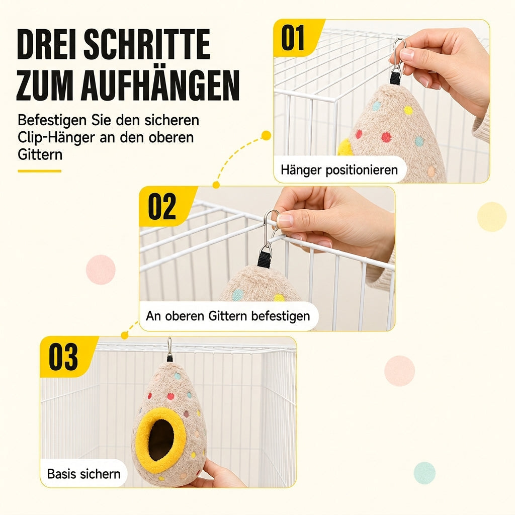 🥚 ZEITLICH BEGRENZT 50% RABATT! ⚡ Hängendes Vogelnest-Hängematte aus Baumwolle – Doppellagiges, warmes Höhlenbett aus Fleece für kleine Vögel ✨