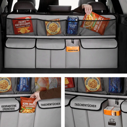 🚗 Große Kofferraum-Organizer-Tasche – multifunktionaler Sitzlehnen-Organizer mit Netz, für mehr Ordnung im Auto