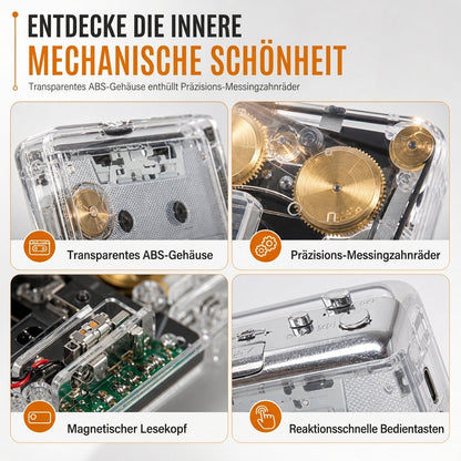 📼 JETZT 50 % RABATT! 🔄 Transparenter Kassettenspieler – Kassetten-zu-MP3-Konverter, Typ-C & Hi-Fi-Stereo – Nostalgie trifft auf moderne Technik 🎵