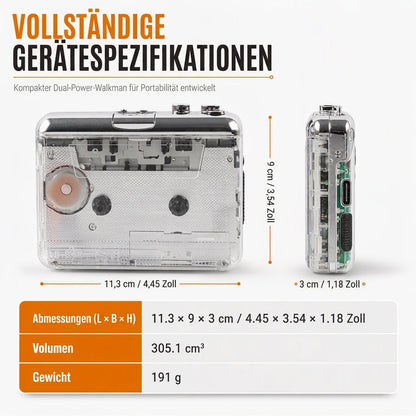 📼 JETZT 50 % RABATT! 🔄 Transparenter Kassettenspieler – Kassetten-zu-MP3-Konverter, Typ-C & Hi-Fi-Stereo – Nostalgie trifft auf moderne Technik 🎵