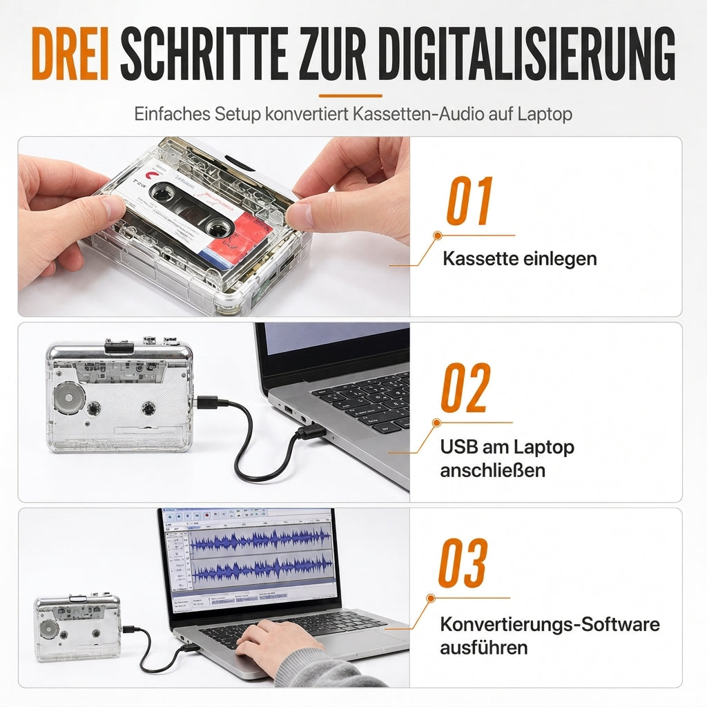 📼 JETZT 50 % RABATT! 🔄 Transparenter Kassettenspieler – Kassetten-zu-MP3-Konverter, Typ-C & Hi-Fi-Stereo – Nostalgie trifft auf moderne Technik 🎵
