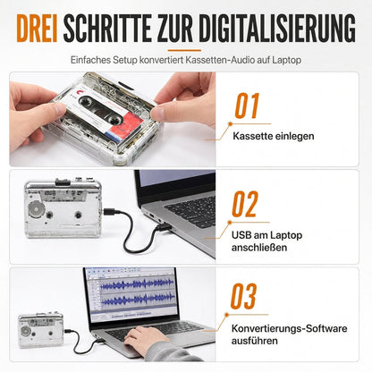 📼 JETZT 50 % RABATT! 🔄 Transparenter Kassettenspieler – Kassetten-zu-MP3-Konverter, Typ-C & Hi-Fi-Stereo – Nostalgie trifft auf moderne Technik 🎵