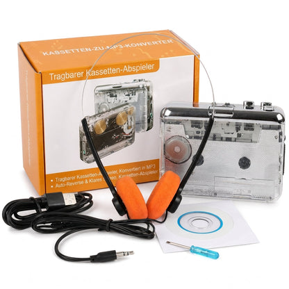 📼 JETZT 50 % RABATT! 🔄 Transparenter Kassettenspieler – Kassetten-zu-MP3-Konverter, Typ-C & Hi-Fi-Stereo – Nostalgie trifft auf moderne Technik 🎵