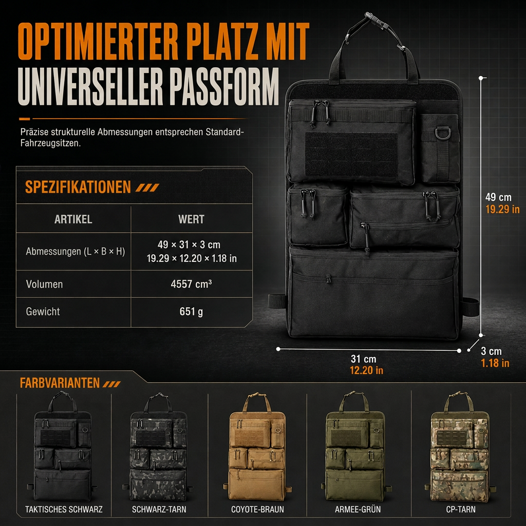 📢📢40% RABATT !!⏰Robuster taktischer Rücksitz-Organizer für Autos aus Nylon, Mehrfachtaschen-Aufbewahrungstasche mit Reißverschluss für SUVs