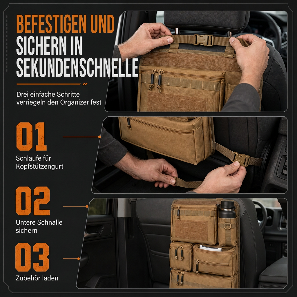 📢📢40% RABATT !!⏰Robuster taktischer Rücksitz-Organizer für Autos aus Nylon, Mehrfachtaschen-Aufbewahrungstasche mit Reißverschluss für SUVs