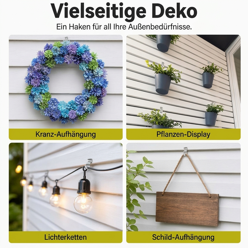 🧱 50 % RABATT! 🏠 Robuste Hakenhalterungen aus Edelstahl 304 für Vinylverkleidungen – bohrfreie Montage für Dekorationen im Außenbereich 🔩