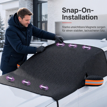 📢📢50% RABATT !!⏰Magnetische Auto-Frontscheibenabdeckung, verdickt, wasserdicht – Sonnenschutz und Schneeschutz mit reflektierenden Streifen