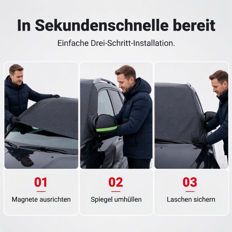 📢📢50% RABATT !!⏰Magnetische Auto-Frontscheibenabdeckung, verdickt, wasserdicht – Sonnenschutz und Schneeschutz mit reflektierenden Streifen