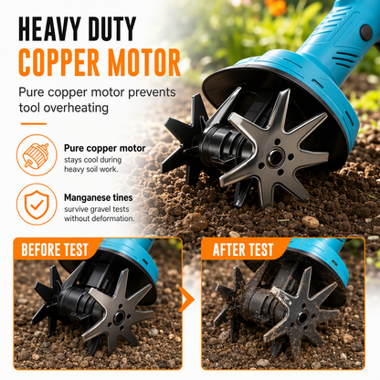 🌱 Kabellose Mini-Gartenfräse mit 21-V-Akku – handlicher Bodenlockerer & Unkrautentferner für Garten & Beet