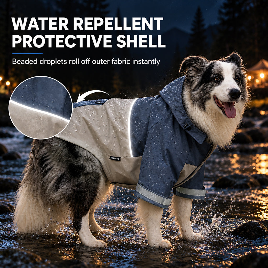 ⏳Zeitlich begrenztes Angebot⏳ 🐕 Wasserdichter Regenmantel für Hunde im Colorblocking-Design – für draußen, mit schmutzabweisenden Beinschonern