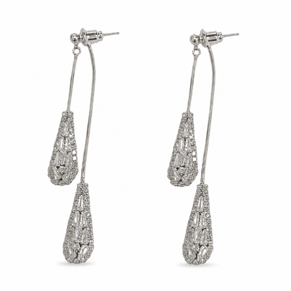 💎Dual-Wear Damen Ohrringe｜Goldplattierte Tropfenohrringe mit Zirkonia & Wasserfall-Quasten