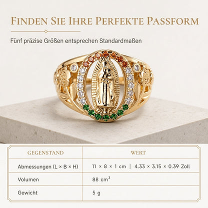🔥Old-Money-Stil Damenring｜Goldton Metallring mit Göttinnenporträt, Blumen & farbigen Cubic Zirconia