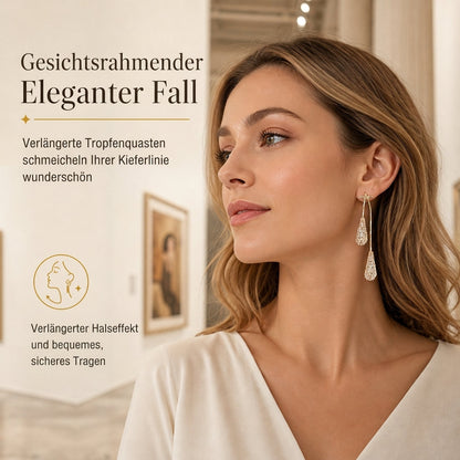 💎Dual-Wear Damen Ohrringe｜Goldplattierte Tropfenohrringe mit Zirkonia & Wasserfall-Quasten
