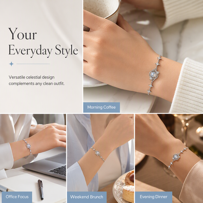 🌙 50 % Rabatt! 🌌925 Sterling Silber Armband mit Planet-Design – Eleganter Schmuck für Damen