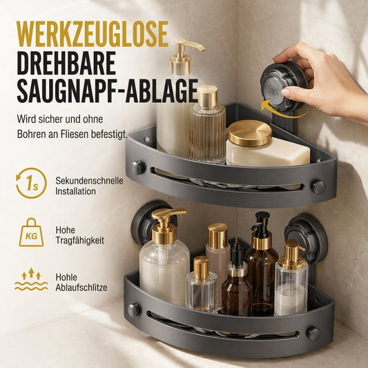 🛁💡 Bohrfreies Eckregal für Badezimmer & Dusche! Wandmontierter Aufbewahrungs-Organizer, keine Bohrungen nötig