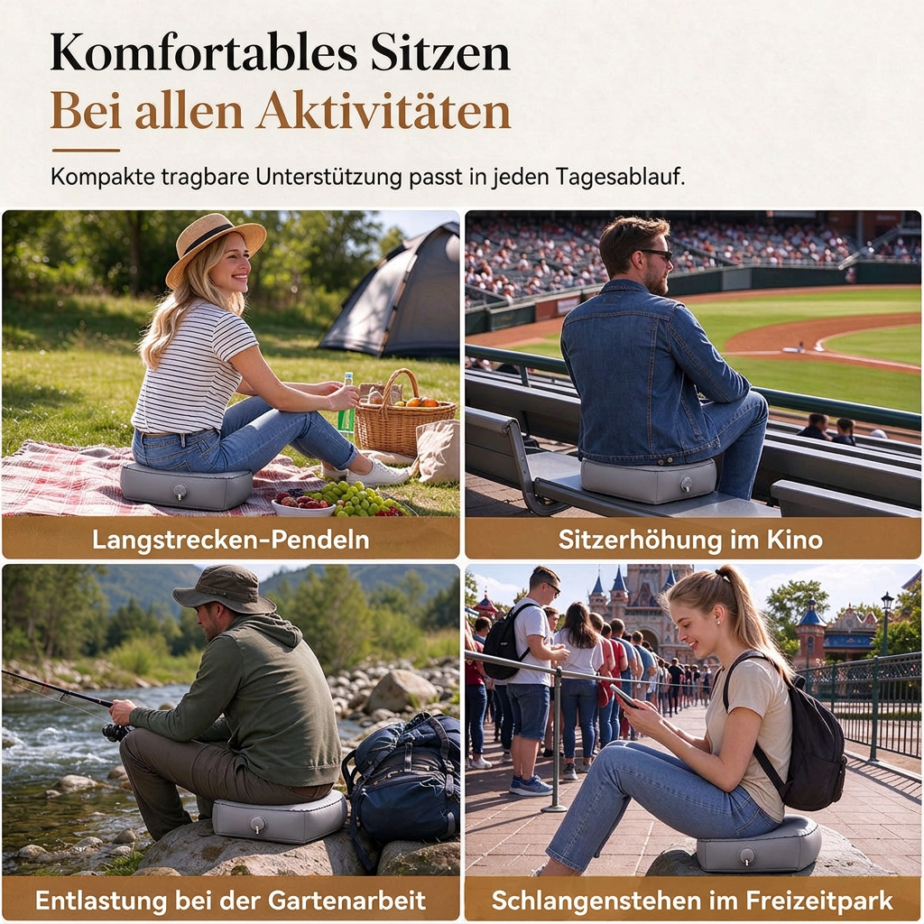 ✨🪑Aufblasbares Konzertkissen｜Tragbares, wasserdichtes Sitzkissen für Outdoor