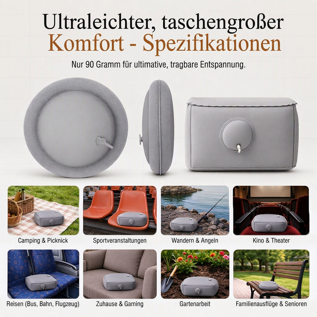 ✨🪑Aufblasbares Konzertkissen｜Tragbares, wasserdichtes Sitzkissen für Outdoor