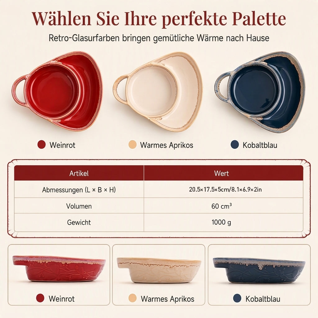 🔥50 % Rabatt🔥Retro Keramik-Auflaufform – Mit einzelnem Griff ✨